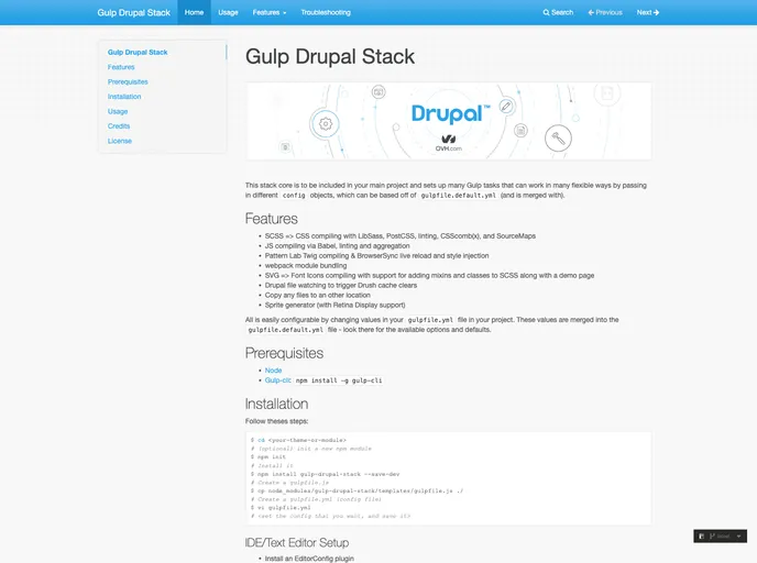screenshot of Gulp Drupal Stack