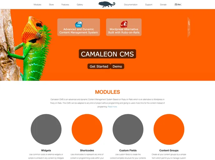 screenshot of Camaleon Cms