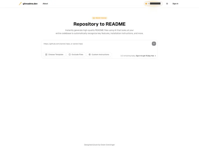 screenshot of Gitreadme
