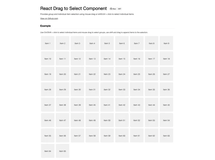 screenshot of React Drag Select