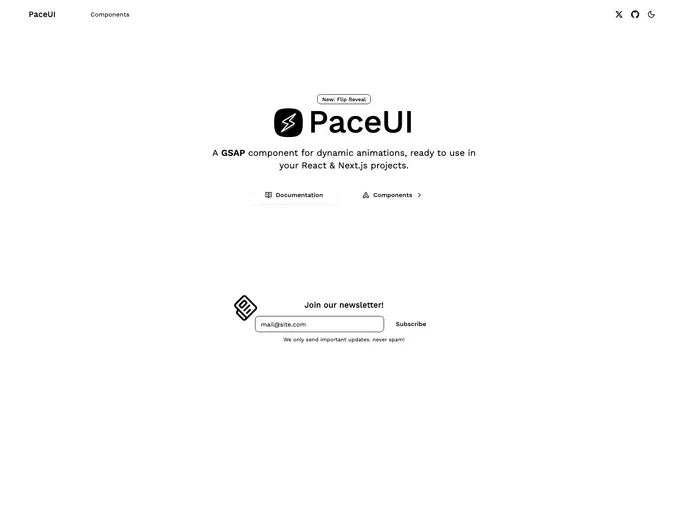 screenshot of Paceui