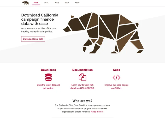 screenshot of Californiacivicdata.org