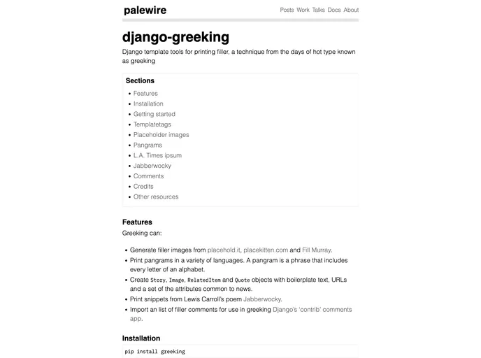 screenshot of Django Greeking