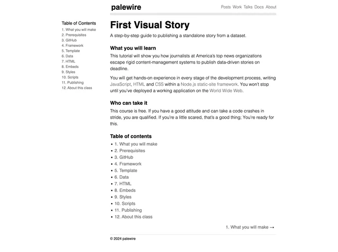 screenshot of First Visual Story