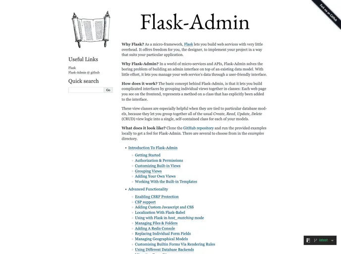 screenshot of Flask Admin