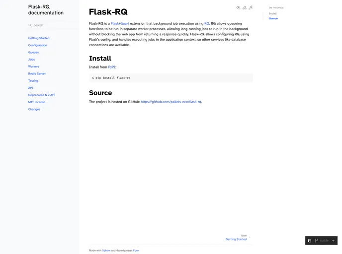 screenshot of Flask Rq