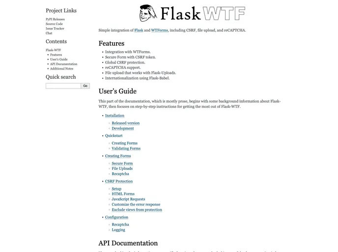 screenshot of Flask Wtf