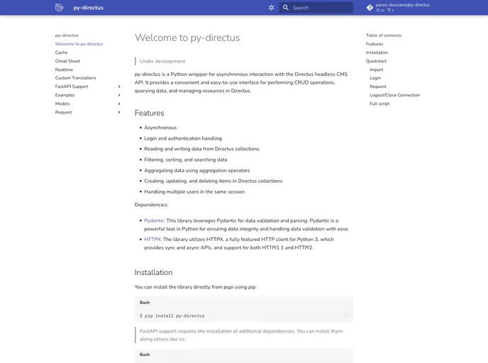 screenshot of Py Directus