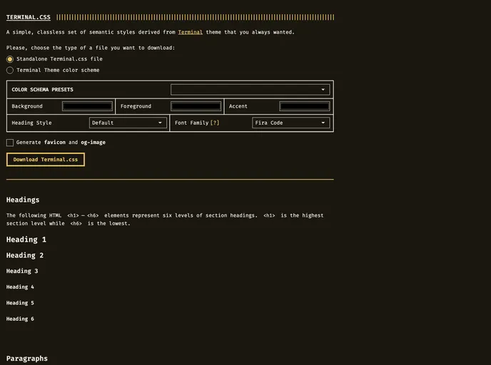 screenshot of Terminal Css