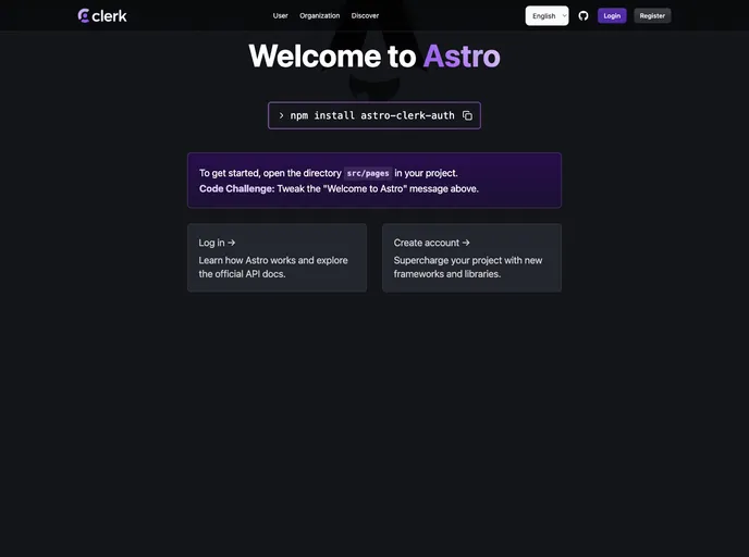 screenshot of Astro With Clerk Auth