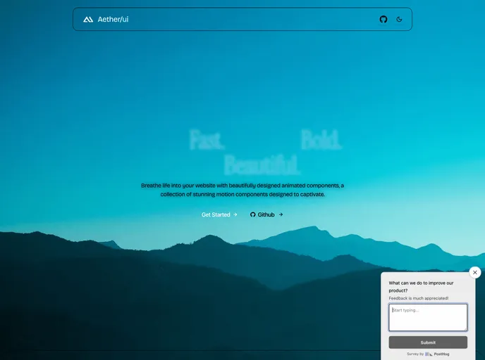 screenshot of Aether UI