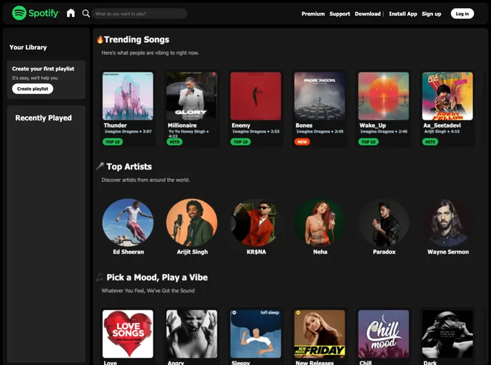 screenshot of Spotify Clone