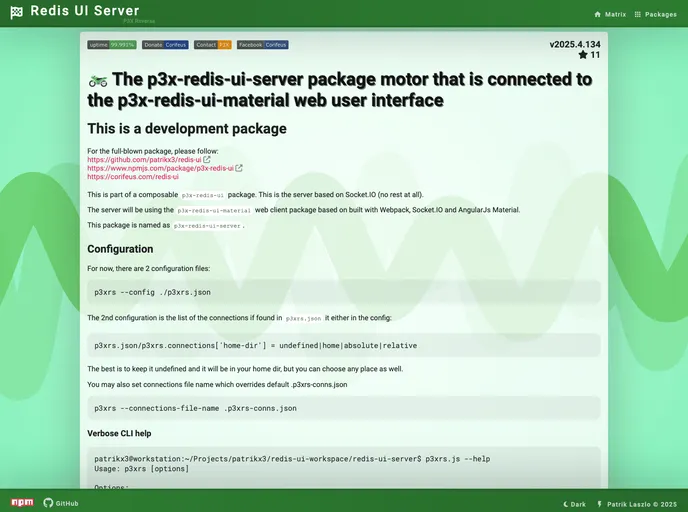 screenshot of Redis UI Server