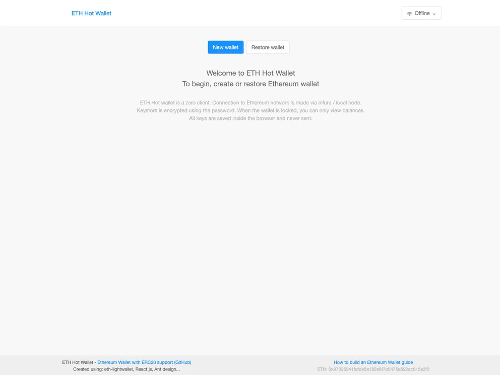 screenshot of Eth Hot Wallet