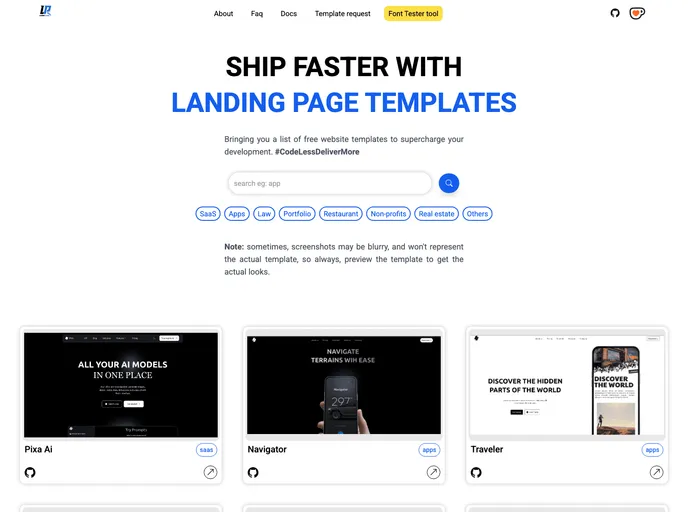 Awesome Landing Pages screenshot