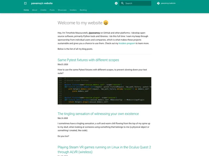 screenshot of Website