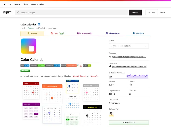screenshot of Color Calendar