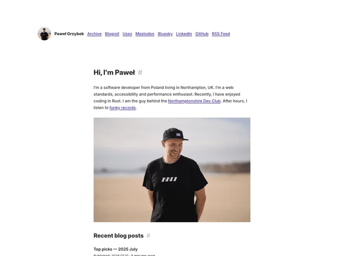 screenshot of Pawelgrzybek.com