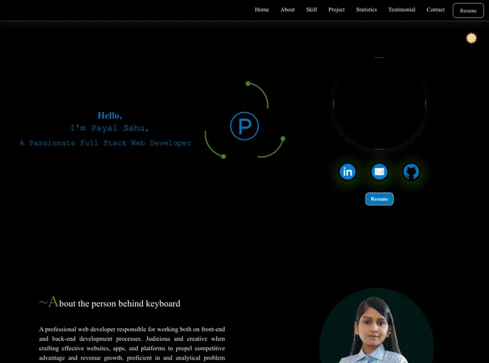 screenshot of Payalsahuj.github.io