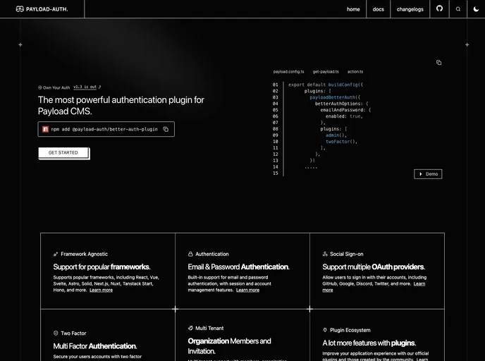 screenshot of Payload Auth