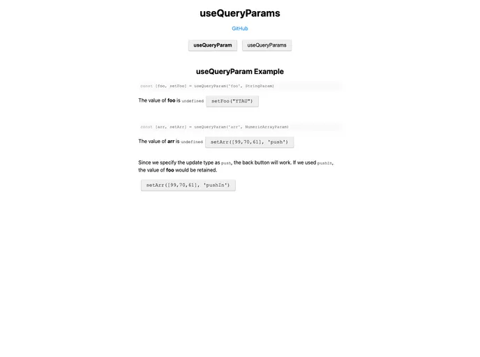Use Query Params screenshot