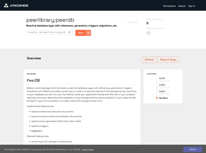 screenshot of Meteor Peerdb