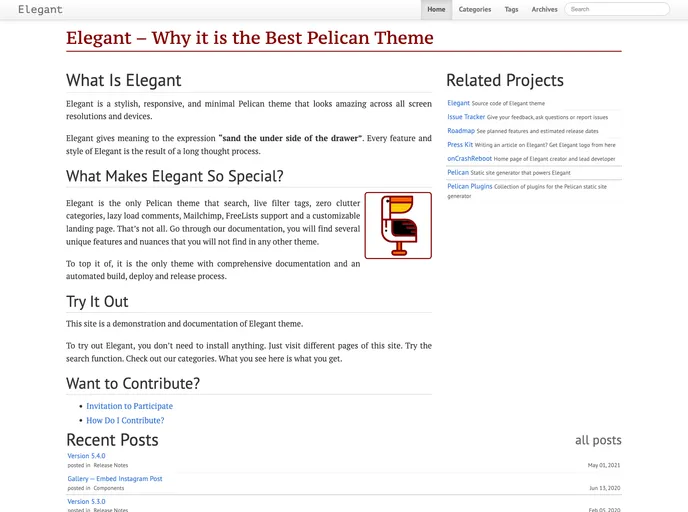 screenshot of Elegant