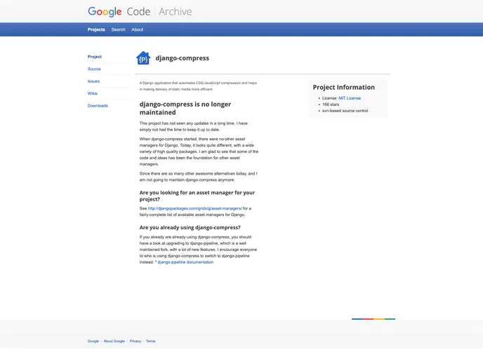 screenshot of Django Compress