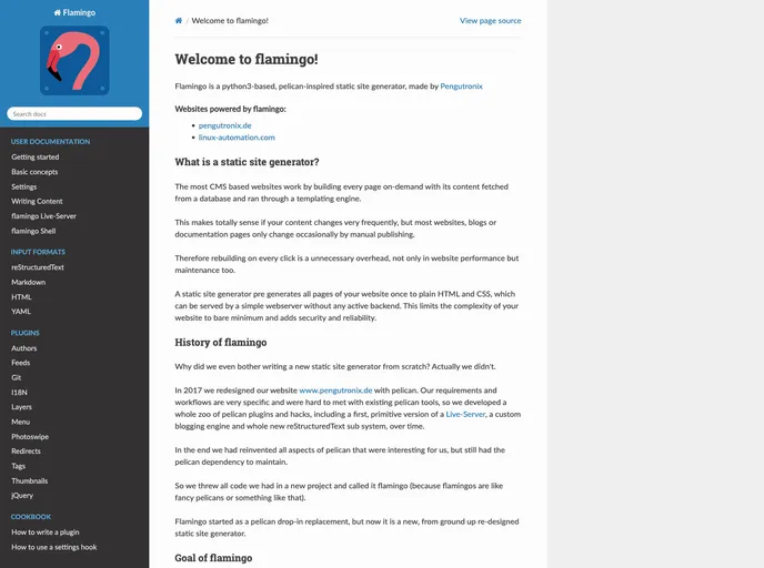 screenshot of Flamingo