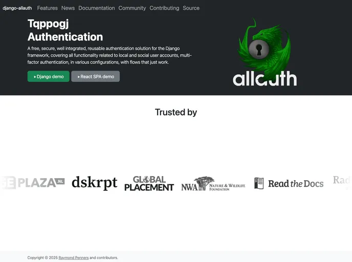 screenshot of Django Allauth