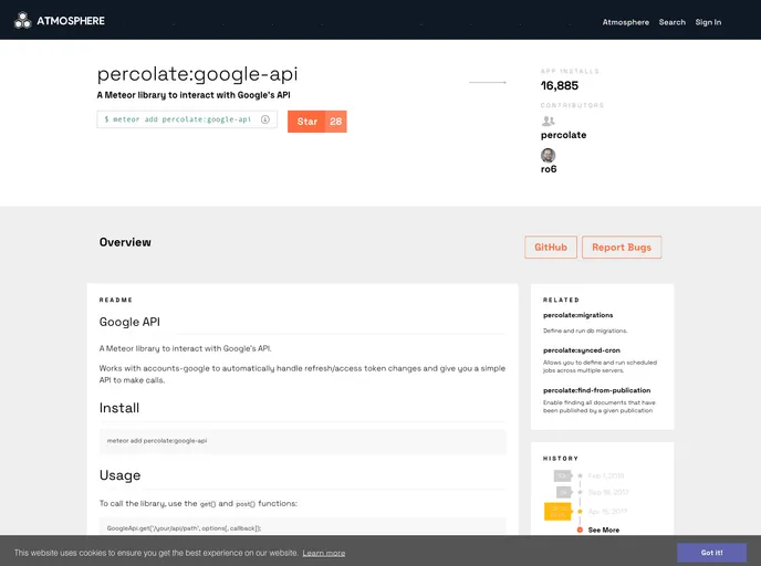 screenshot of Meteor Google Api