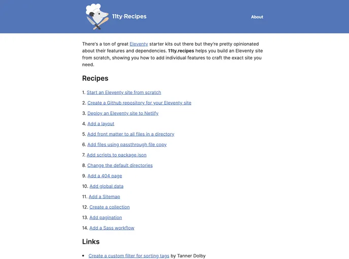 screenshot of 11ty Recipes