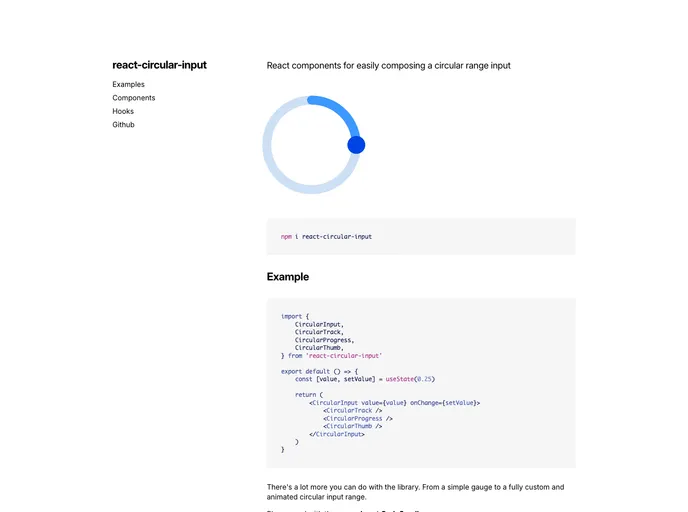 React Circular Input screenshot