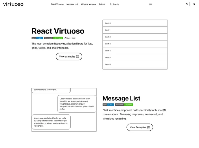 React Virtuoso screenshot