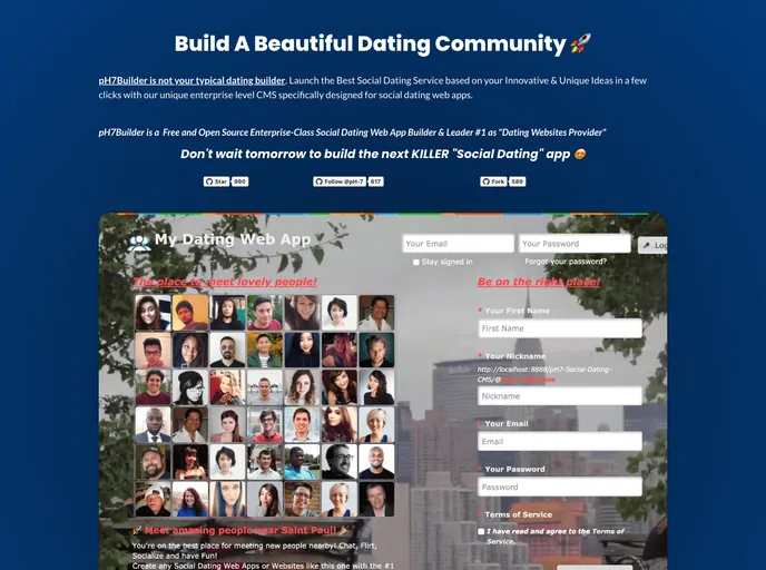 screenshot of PH7 Social Dating CMS