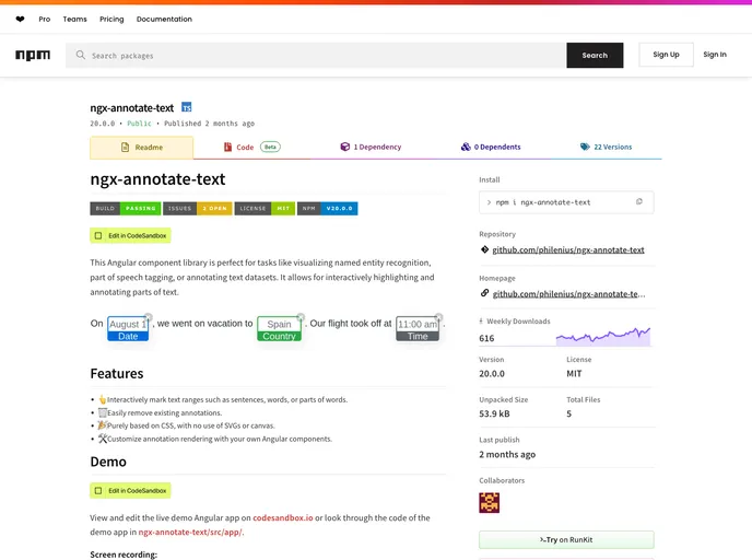 screenshot of Ngx Annotate Text