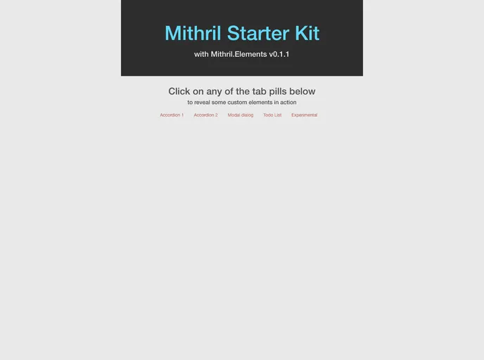 screenshot of Mithril Starter Kit