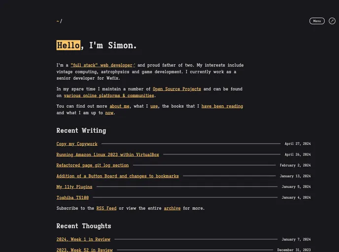 screenshot of Website