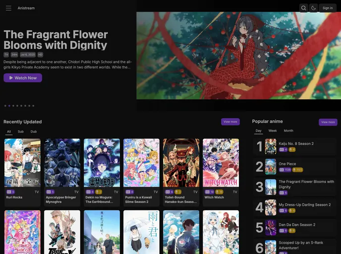 screenshot of Anistream