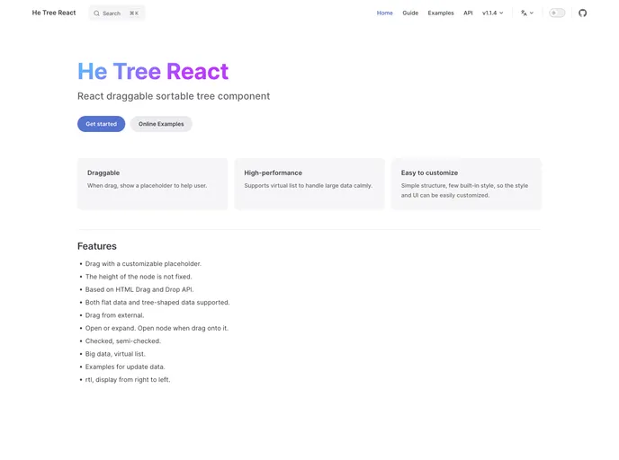 He Tree React screenshot