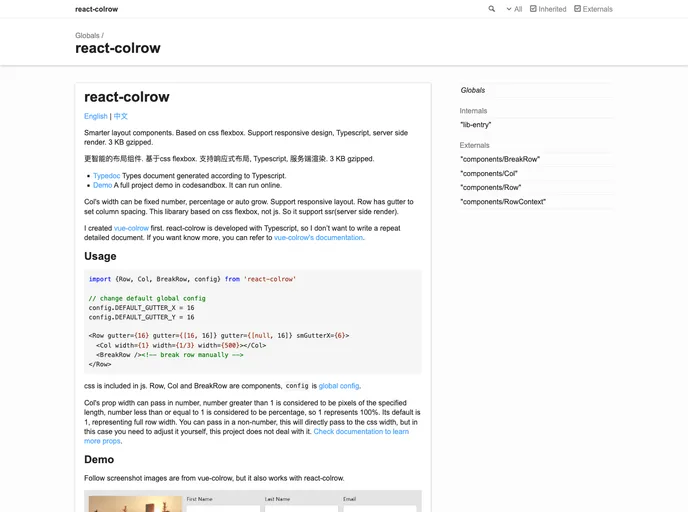 React Colrow screenshot