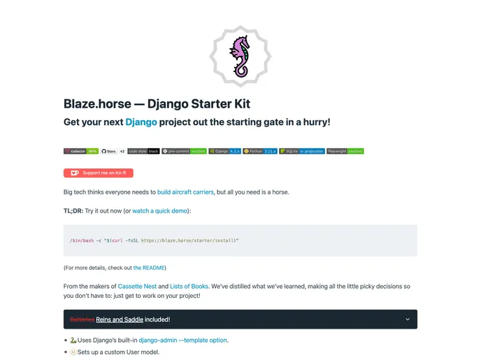 screenshot of Blaze Starter