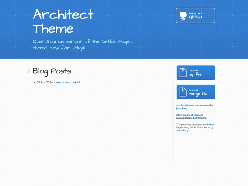 screenshot of Jekyll Architect Theme