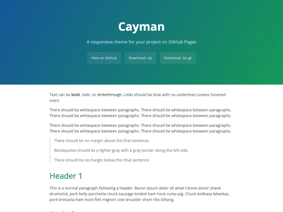 screenshot of Jekyll Cayman Theme