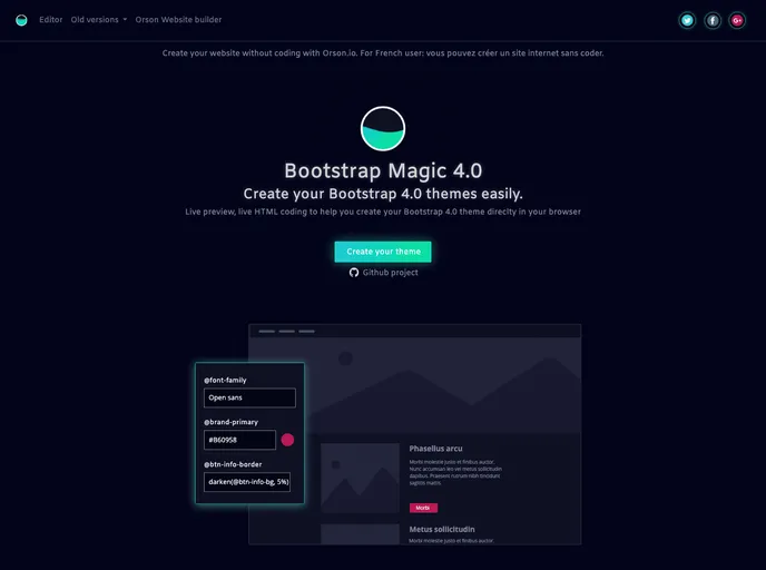 screenshot of Bootstrap Magic