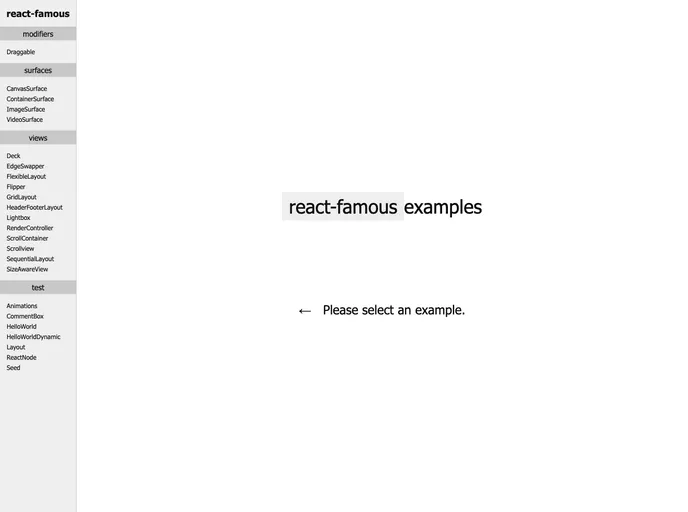 React Famous screenshot