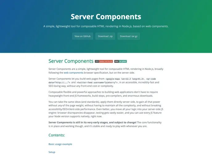 screenshot of Server Components