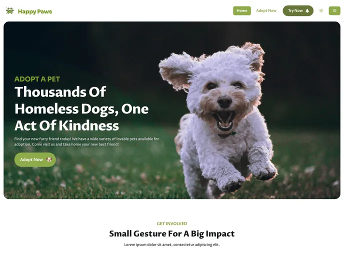 screenshot of Happy Paws With Nuxt Tailwindcss