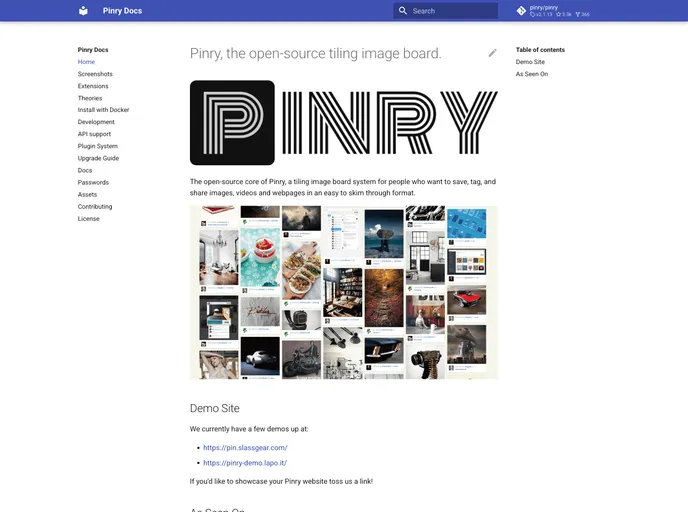 Pinry screenshot