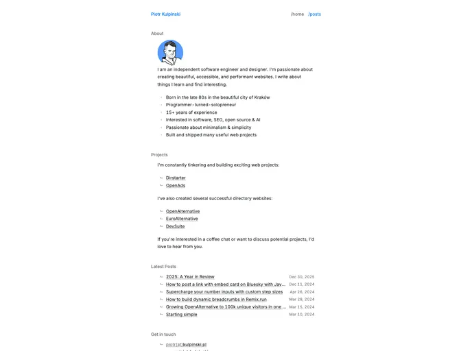 Kulpinski.dev screenshot